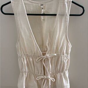 Aerie Cream Tie-Front Tank Top